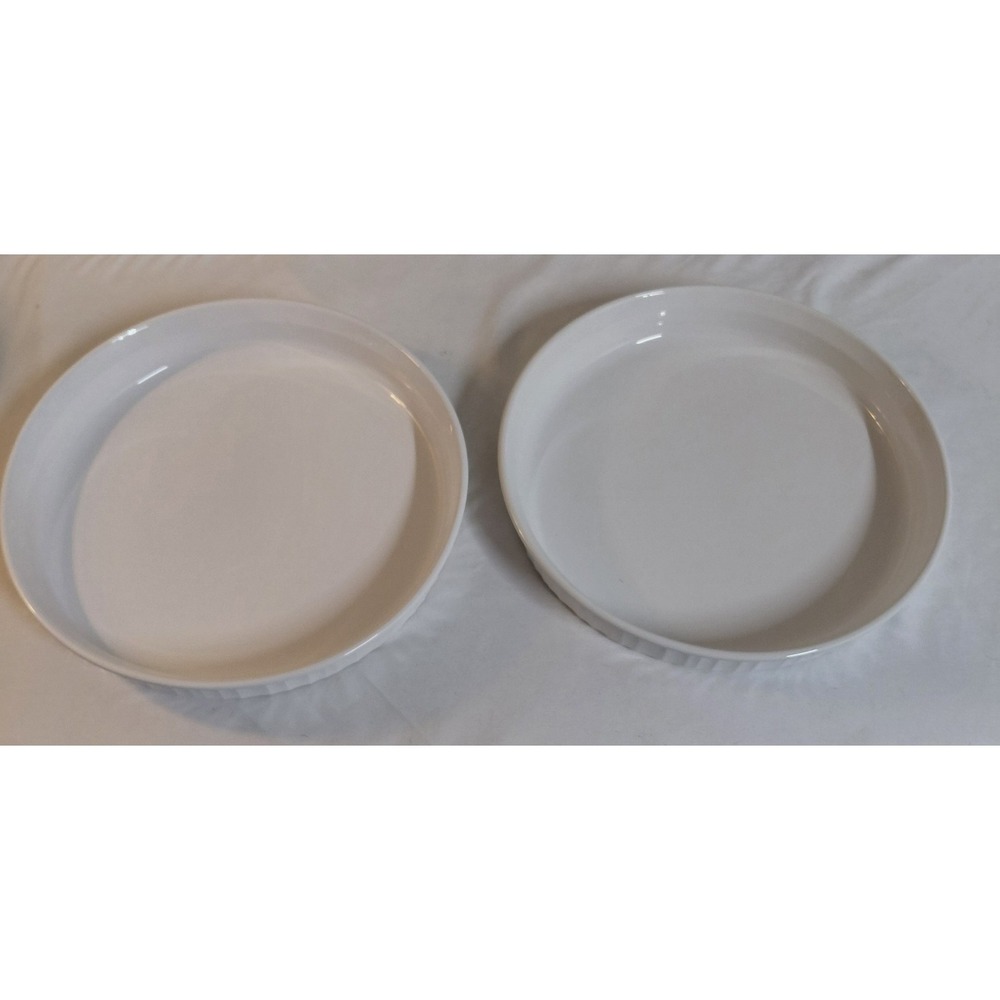 Vintage CorningWare French White 10" Quiche Pie Baking Dishes F-3-B Pair USA - Picture 2 of 8